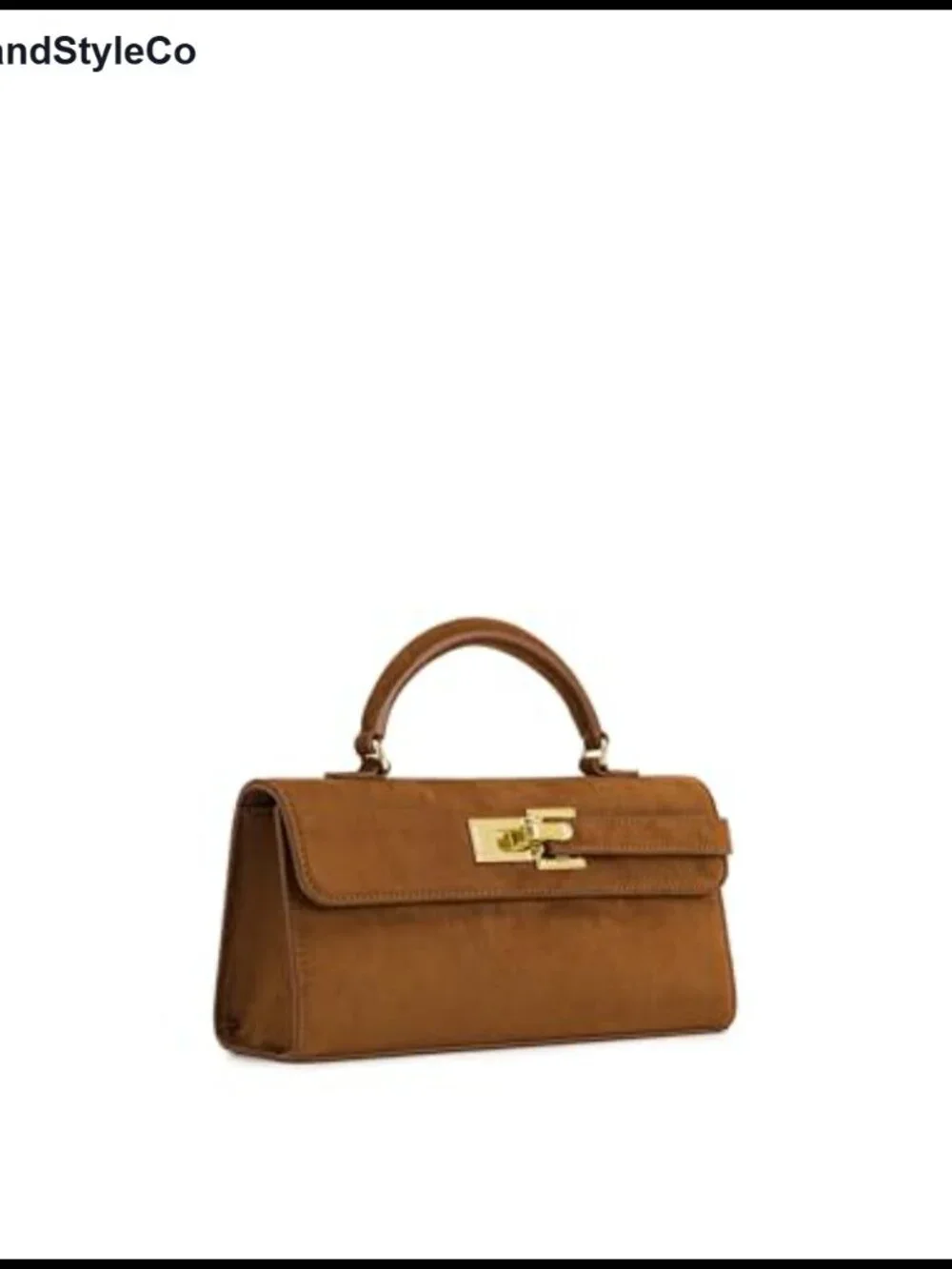 Faux Suede Top Handle Satchel Bag Crossbody Detachable Strap Gold Hardware